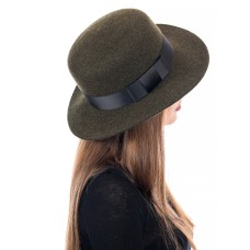 Канотье -фетровая шляпка № 900 зелёный микс