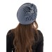 Фетровый шерстяной берет 332 серо-голубой