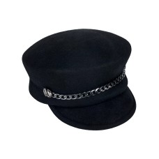 Картуз - фетровая шерстяная кепка 435 с чёрной цепочкой Картуз - фетровая шерстяная кепка 435 с чёрной цепочкой
