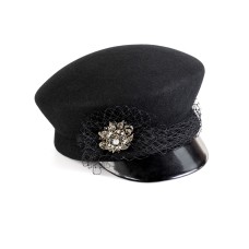 Картуз - фетровая шерстяная кепка 435 с вуалью Картуз - фетровая шерстяная кепка 435 с вуалью