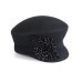 Картуз - фетровая шерстяная кепка 436                 с вышивкой чёрная