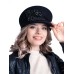Картуз - фетровая шерстяная кепка 436                 с вышивкой чёрная