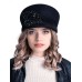 Картуз - фетровая шерстяная кепка 436                 с вышивкой чёрная