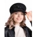 Картуз - фетровая шерстяная кепка 436                 с вышивкой чёрная