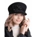 Картуз - фетровая шерстяная кепка 436                 с вышивкой чёрная