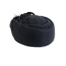 Фетровый шерстяной берет 530 Стюардесса Таблетка Вуалетка чёрная Фетровый шерстяной берет 530 Стюардесса Таблетка Вуалетка чёрная