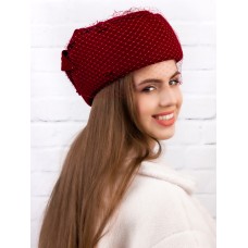 Фетровый шерстяной берет 530 Стюардесса Таблетка Вуалетка т-красная Фетровый шерстяной берет 530 Стюардесса Таблетка Вуалетка т-красная