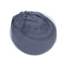 Фетровый шерстяной берет 530 Стюардесса Таблетка Вуалетка серо-голубой Фетровый шерстяной берет 530 Стюардесса Таблетка Вуалетка серо-голубой