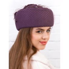 Фетровый шерстяной берет 530 Стюардесса Таблетка Вуалетка лаванда Фетровый шерстяной берет 530 Стюардесса Таблетка Вуалетка лаванда