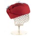Фетровый шерстяной берет 530 Стюардесса Таблетка Вуалетка красная Фетровый шерстяной берет 530 Стюардесса Таблетка Вуалетка красная