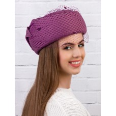 Фетровый шерстяной берет 530 Стюардесса Таблетка Вуалетка роза Фетровый шерстяной берет 530 Стюардесса Таблетка Вуалетка роза