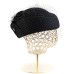 Фетровый шерстяной берет 531 Стюардесса Таблетка Вуалетка Пилотка черная