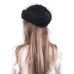Фетровый шерстяной берет 531 Стюардесса Таблетка Вуалетка Пилотка черная