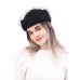 Фетровый шерстяной берет 531 Стюардесса Таблетка Вуалетка Пилотка черная