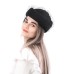 Фетровый шерстяной берет 531 Стюардесса Таблетка Вуалетка Пилотка черная
