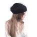 Фетровый шерстяной берет 531 Стюардесса Таблетка Вуалетка Пилотка черная