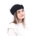 Фетровый шерстяной берет 531 Стюардесса Таблетка Вуалетка Пилотка черная