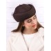 Фетровый шерстяной берет 531 Стюардесса Таблетка Вуалетка Пилотка коричневая