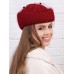 Фетровый шерстяной берет 531 Стюардесса Таблетка Вуалетка Пилотка т-красная