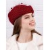 Фетровый шерстяной берет 531 Стюардесса Таблетка Вуалетка Пилотка т-красная