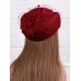 Фетровый шерстяной берет 531 Стюардесса Таблетка Вуалетка Пилотка т-красная