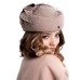 Фетровый шерстяной берет 531 Стюардесса Таблетка Вуалетка Пилотка песочная