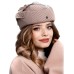 Фетровый шерстяной берет 531 Стюардесса Таблетка Вуалетка Пилотка песочная