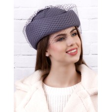 Фетровый шерстяной берет 531 Стюардесса Таблетка Вуалетка Пилотка серо-голубая32 Фетровый шерстяной берет 531 Стюардесса Таблетка Вуалетка Пилотка серо-голубая32