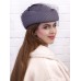 Фетровый шерстяной берет 531 Стюардесса Таблетка Вуалетка Пилотка серо-голубая32