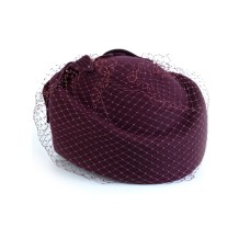 Фетровый шерстяной берет 531 Стюардесса Таблетка Вуалетка Пилотка бордо Фетровый шерстяной берет 531 Стюардесса Таблетка Вуалетка Пилотка бордо