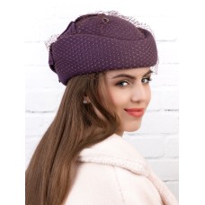 Фетровый шерстяной берет 531 Стюардесса Таблетка Вуалетка Пилотка лаванда Фетровый шерстяной берет 531 Стюардесса Таблетка Вуалетка Пилотка лаванда