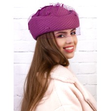 Фетровый шерстяной берет 531 Стюардесса Таблетка Вуалетка Пилотка чайная роза Фетровый шерстяной берет 531 Стюардесса Таблетка Вуалетка Пилотка чайная роза