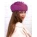 Фетровый шерстяной берет 531 Стюардесса Таблетка Вуалетка Пилотка чайная роза
