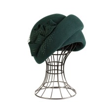 Фетровый шерстяной берет 176 изумруд